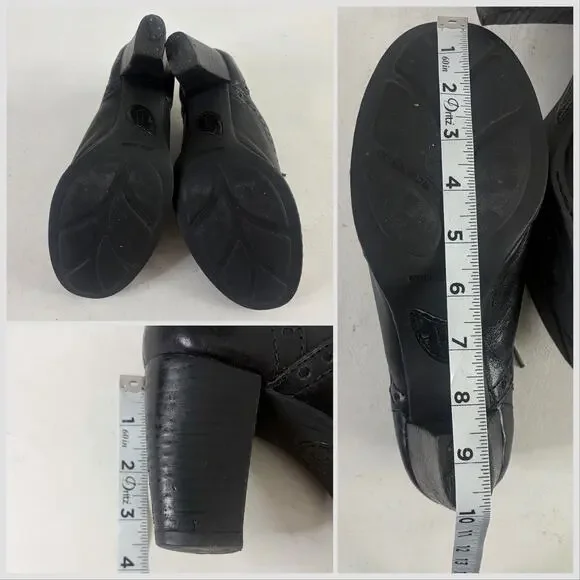 🦉Born Black Leather Oxford Lace Up Block Heel Pumps Sz 9.5 - Picture 7 of 10